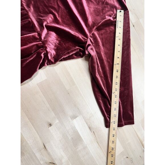 Torrid Mini Skater Dress Plus Size 4X Burgundy Velvet Pockets 3/4 Sleeve - Picture 6 of 10